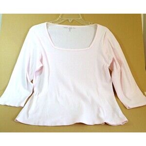 Marteeni Girls 3/4 Sleeve Square Neck White Stretch Top Size XL Jr. USA Made